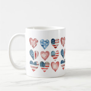 American Flag in Hearts Mugs