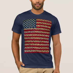 American Flag in Leopard Spot Print Design T-Shirt