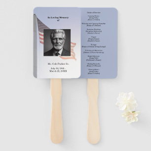 American Flag In Loving Memory Order of Service Hand Fan