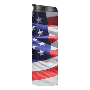 American Flag in the Wind Waving Banner Thermal Tumbler