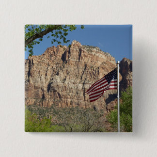 American Flag in Zion National Park I 15 Cm Square Badge