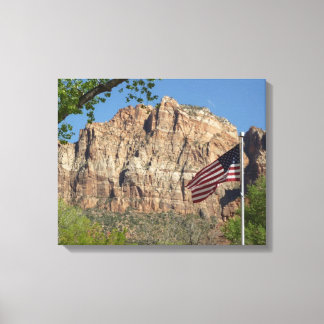 American Flag in Zion National Park I Canvas Print