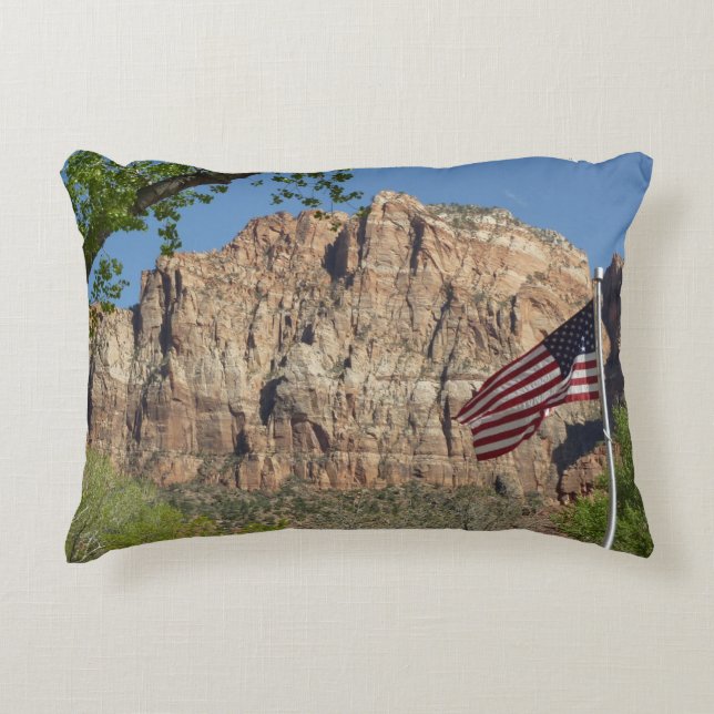 American Flag in Zion National Park I Decorative Cushion (Front)