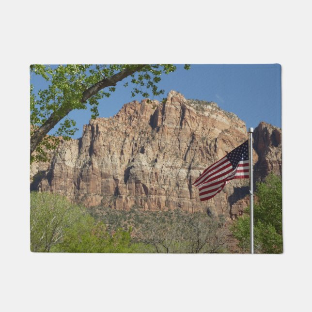 American Flag in Zion National Park I Doormat (Front)