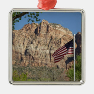 American Flag in Zion National Park I Metal Tree Decoration