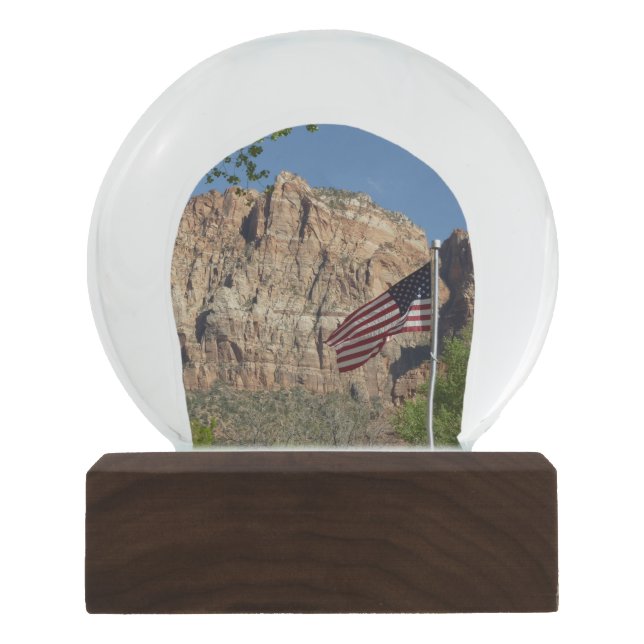 American Flag in Zion National Park I Snow Globe (Front)