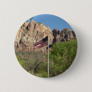 American Flag in Zion National Park II 6 Cm Round Badge
