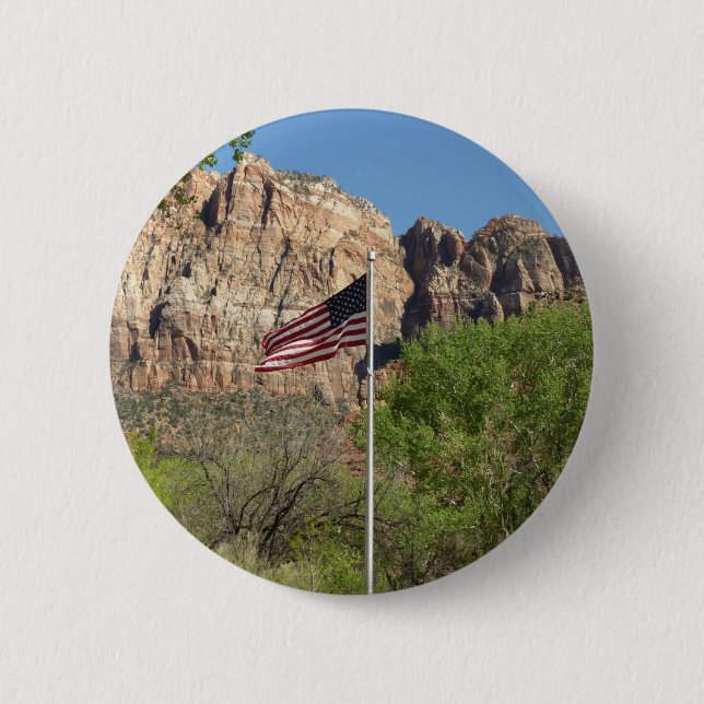 American Flag in Zion National Park II 6 Cm Round Badge (Front)