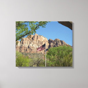 American Flag in Zion National Park II Canvas Print