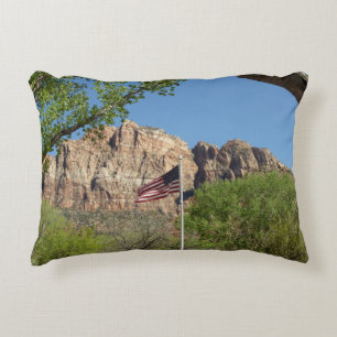 American Flag in Zion National Park II Decorative Cushion