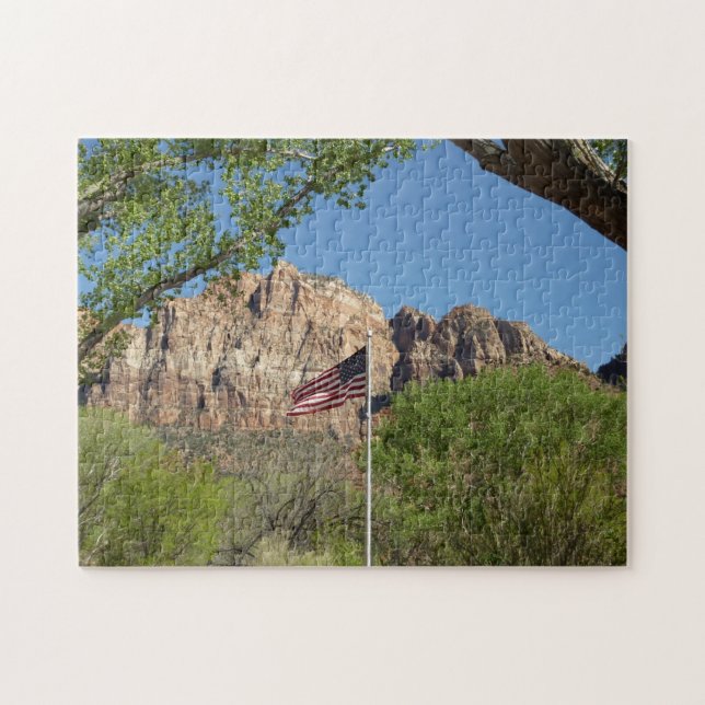American Flag in Zion National Park II Jigsaw Puzzle (Horizontal)