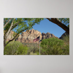 American Flag in Zion National Park II Poster