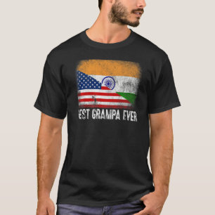 American Flag & India Flag Best Grampa Ever Family T-Shirt