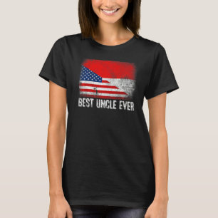 American Flag & Indonesia Flag Best Uncle Ever Fam T-Shirt