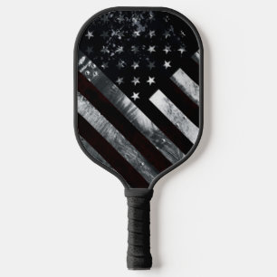 American Flag Industrial Grunge Pickleball Paddle