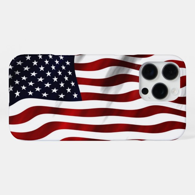 American Flag iPhone Case Rippling Design (Back Horizontal)