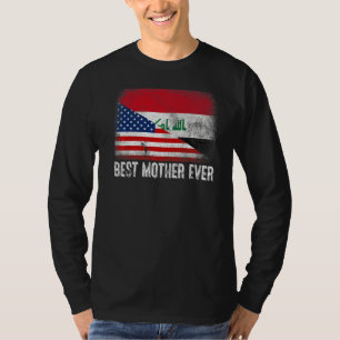 American Flag & Iraq Flag Best Mother Ever Family T-Shirt