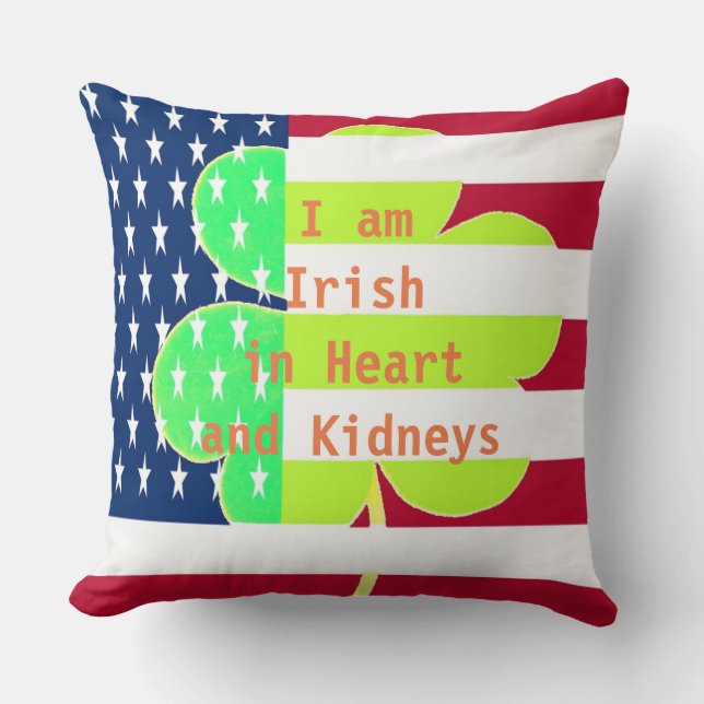 American Flag Irish Shamrock Clover St. Patrick Cushion (Front)