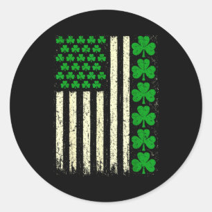 American flag irish shamrocks st patricks day men classic round sticker