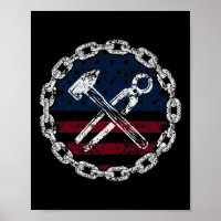 American Flag Ironworker and tools