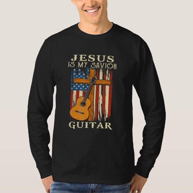 American Flag Is My Saviour Guitar Is My Therapist T-Shirt (Front)