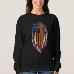 American Flag Jesus Cross Religious US Sweatshirt