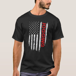 American Flag Jogging 4th July Running Patriotic M T-Shirt