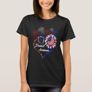 American Flag July 4th Firework Sunflower Dental A T-Shirt