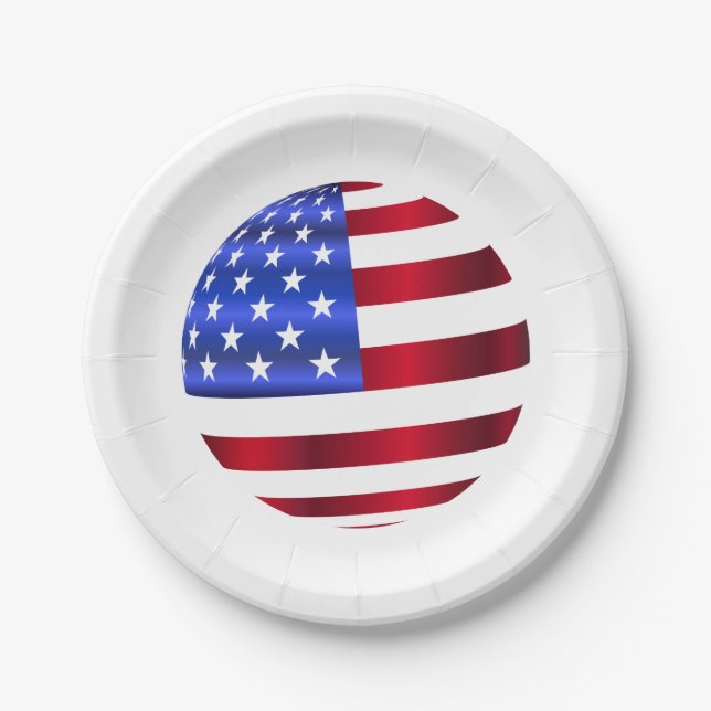 American Flag, July 4th Paper Plates (Front)