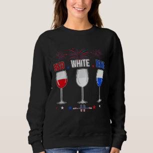 American Flag July 4th Wine   For Wine Drinkers Sweatshirt