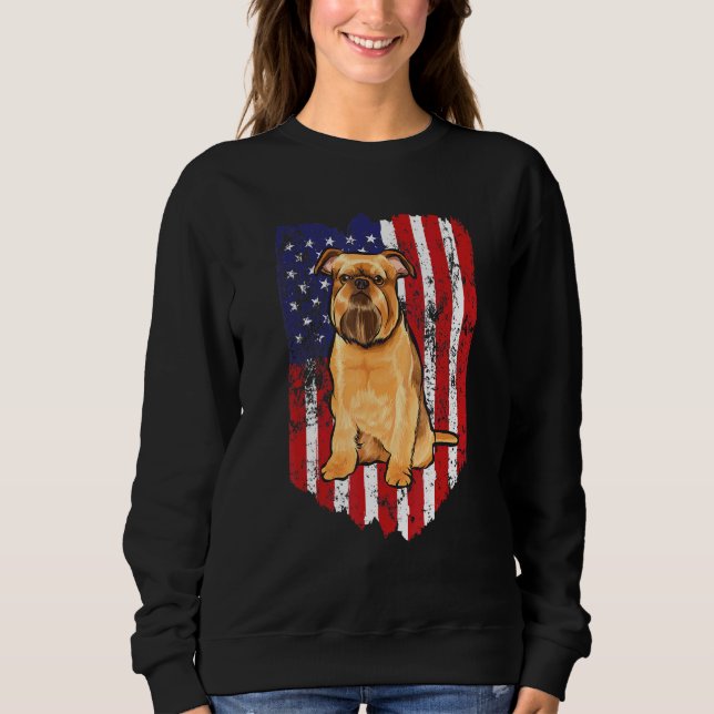 American Flag July Brussels Griffon Sweatshirt (Front)