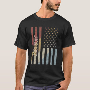 American Flag June 1957 Birthday Gift Retro USA T-Shirt
