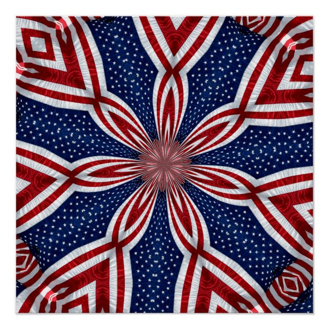 American Flag Kaleidoscope Abstract 1 Poster (Front)