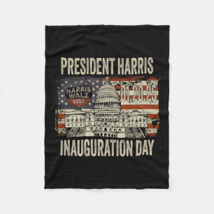 American Flag Kamala Harris President Inauguration Fleece Blanket