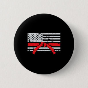 American Flag Karate Gift Tae Kwon Do Fighter Comt 6 Cm Round Badge