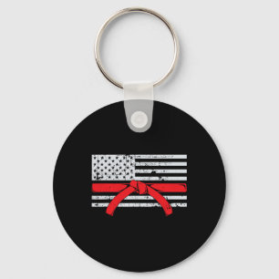 American Flag Karate Gift Tae Kwon Do Fighter Comt Key Ring