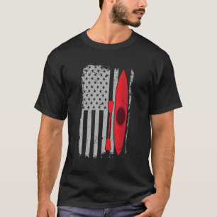 American Flag Kayak Distressed Usa Outrigger Canoe T-Shirt
