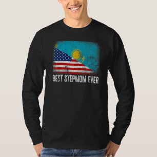 American Flag & Kazakhstan Flag Best Stepmom Ever  T-Shirt