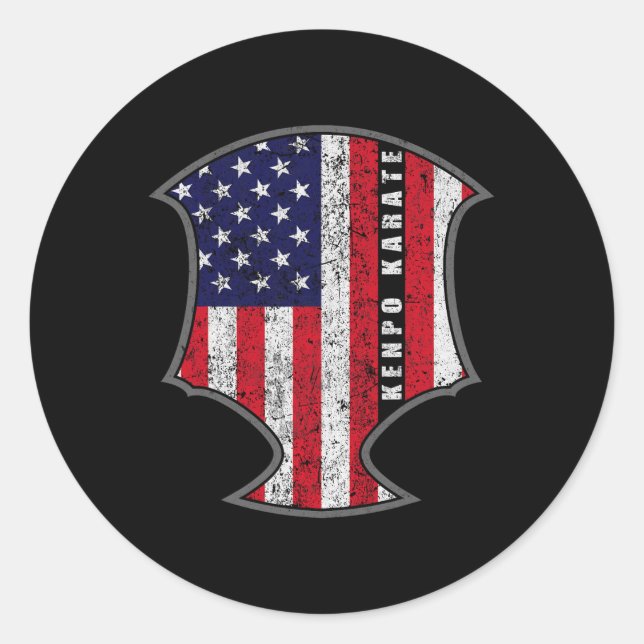 American Flag Kenpo Karate Fighter Patriotic Novel Classic Round Sticker (Front)