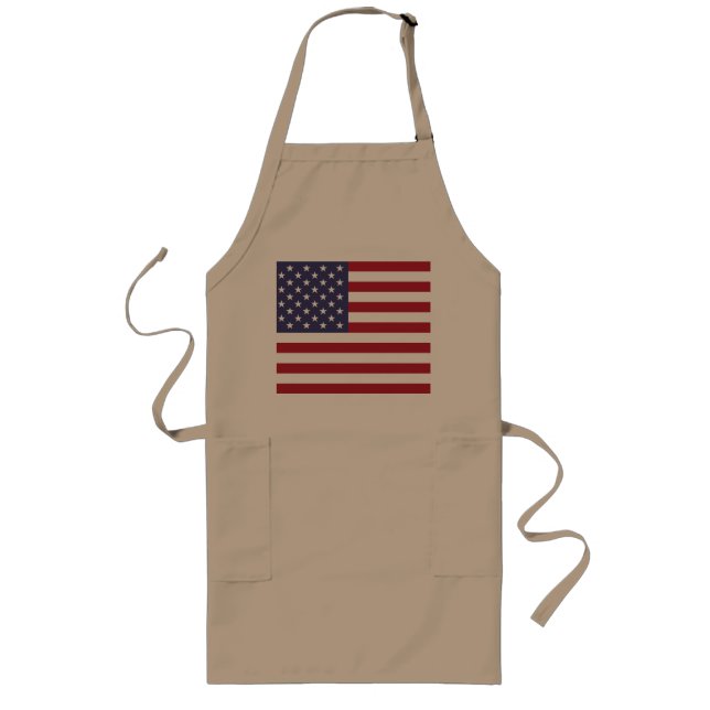 American Flag Khaki Long Apron (Front)