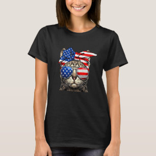 American Flag Kitten Cat   4th Of July Meowica T-Shirt