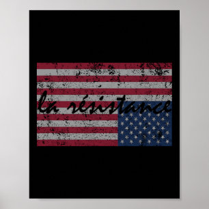 American Flag La Resistance Resist Upside Down Usa Poster