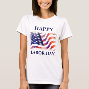 American Flag Labour Day in Red white Blue  T-Shirt