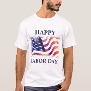 American Flag Labour Day in Red white Blue T-Shirt