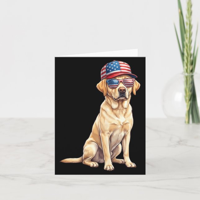American Flag Labrador Retriever Dog Yellow Lab Card (Front)