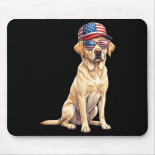 American Flag Labrador Retriever Dog Yellow Lab Mouse Pad