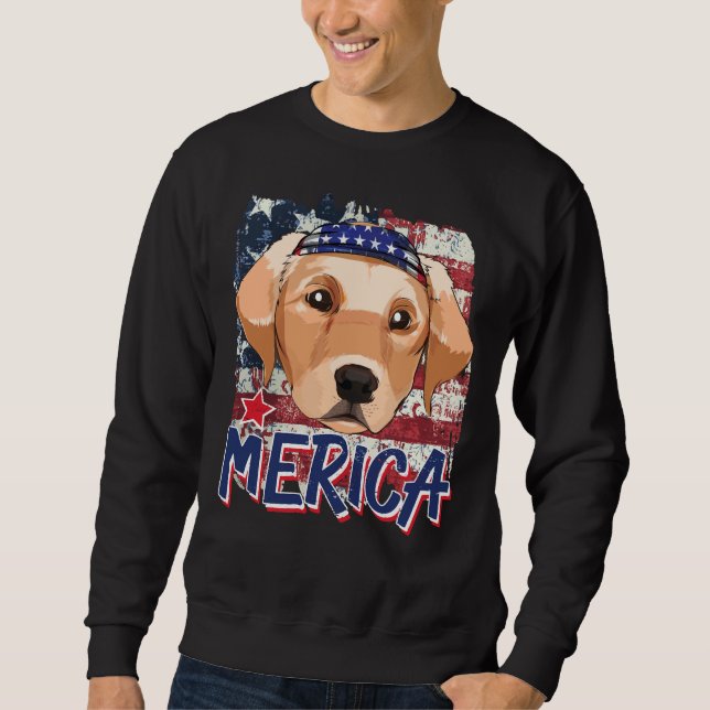 American Flag Labrador Retriever Merica 4th Of Jul Sweatshirt (Front)