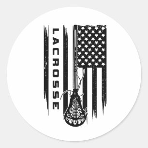 American Flag Lacrosse Apparel - Lacrosse 13 Classic Round Sticker