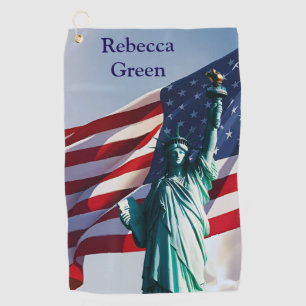 American Flag Lady Liberty Golf Towel