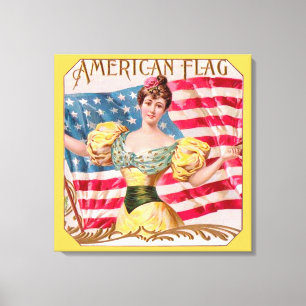 American Flag Lady Liberty Independence  Canvas Print